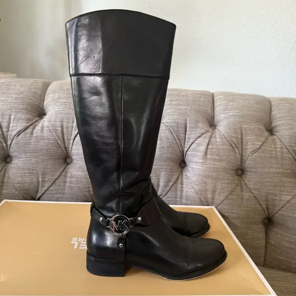 Michael Kors Tall Leather Side Zip Boots Women’s 7.5